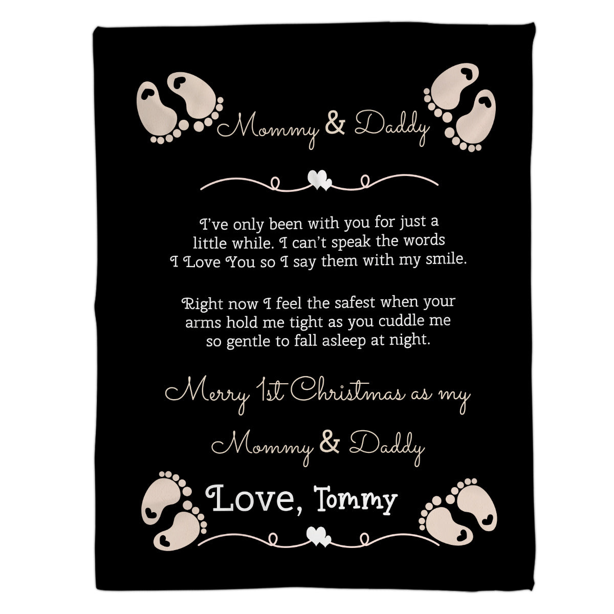 Personalized Blanket For Expecting Mom Dad From Baby Bump New Parents Gifts Happy First Christmas 1St Xmas As Daddy & Mommy