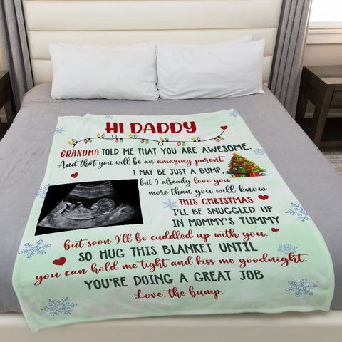 New Parents Gifts, Daddy Grandma Told Me That You Are Awesome, Personalized Photo Blanket, Gifts For New Daddy, Fleece Sherpa Blanket, Expecting Parents Blanket, Gifts For Birthday Xmas