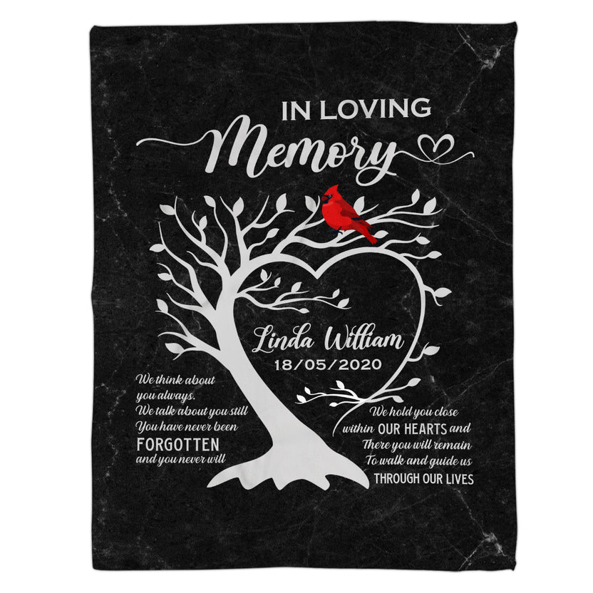 Memorial Gifts Ideas, Personalized Memorial Blanket With Photo, We Hold You Close Within Our Hearts Red Bird , Loss Of Mom Dad Blanket, Fleece Sherpa, In Memory Of Gifts For Anniversary