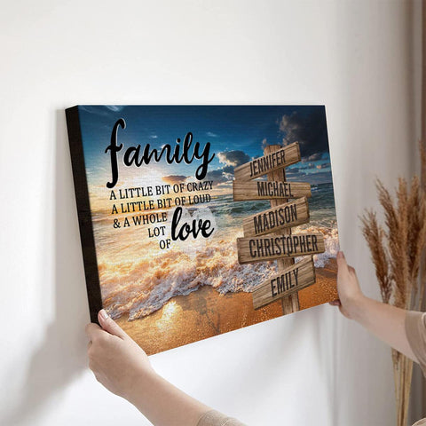 Personalized Canvas Wall Art For Mom Dad Grandma From Kids Grandkids A Little Of Crazy Loud And Lot Love Wooden Signs Custom Multi Name Poster Prints Home Decor Family Gifts For Birthday