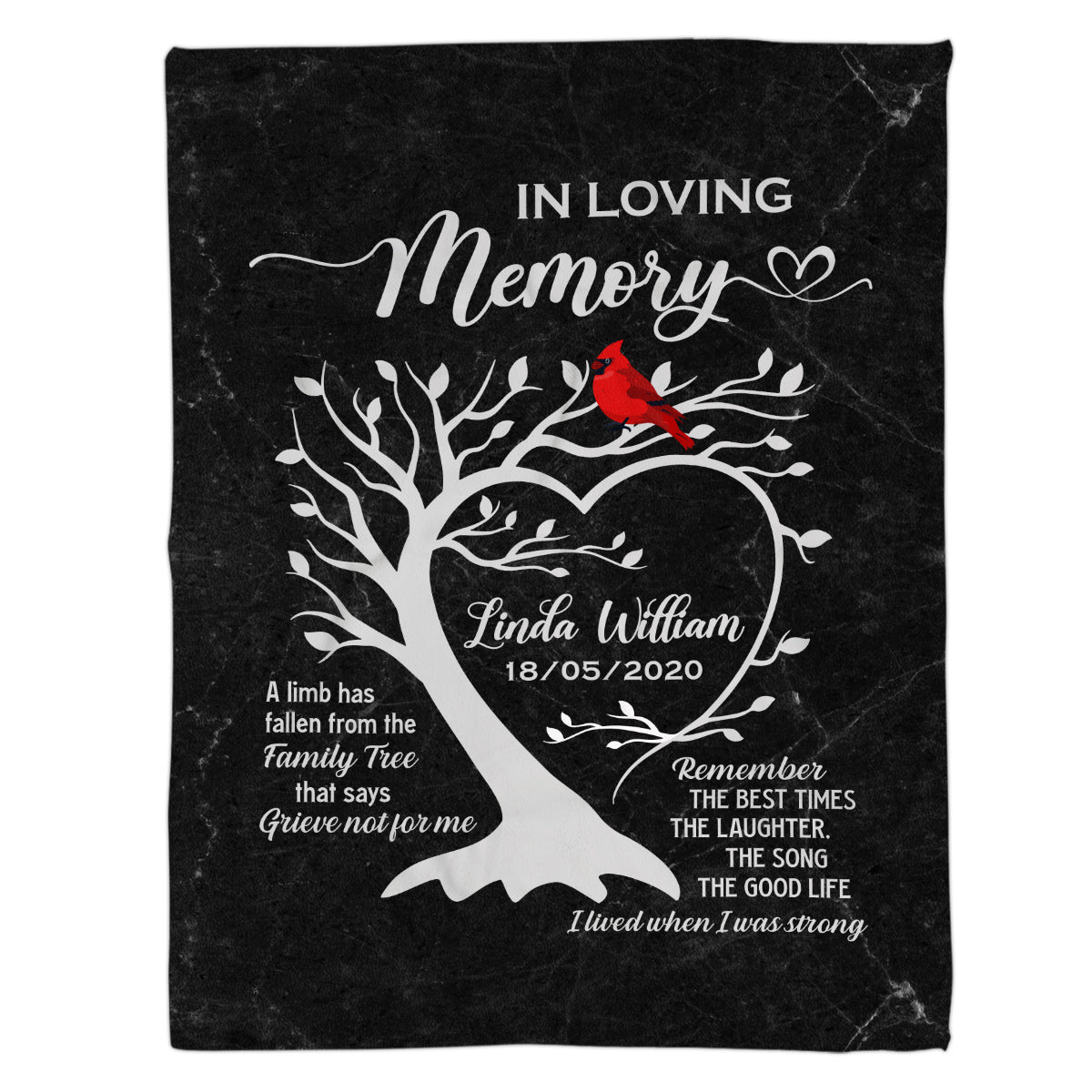 Remembrance Gifts, Personalized Memorial Blanket With Photo, A Limb Has Fallen From Family Tree Red Bird, Loss Of Mom Dad Blanket, Fleece Sherpa, Sympathy Gifts For Anniversary