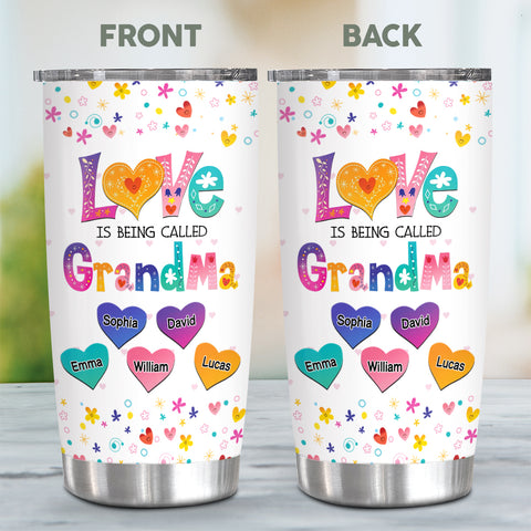 Gifts For Grandparents, Colorful Pattern Mom Grandma Love Is Being Called Grandma , Personalized Tumbler, Gifts For Gigi From Grandkids, 20oz With Lid Travel Cup Mother's Day
