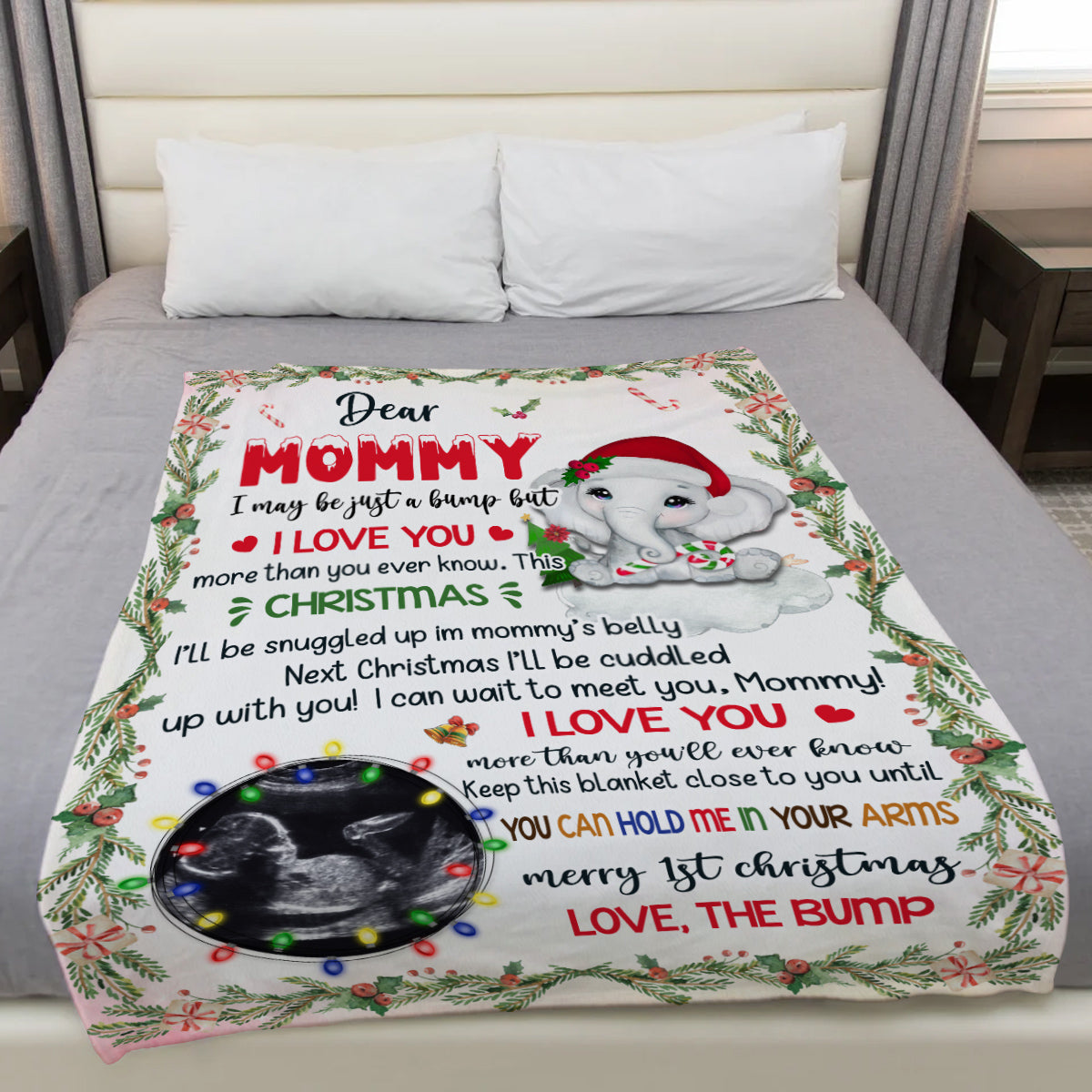 Mom To Be Gifts, Dear Mommy I Can't Wait To Meet You Elephant Baby Ultrasound Photo , Personalized Photo Blanket, Gifts For New Mommy, Fleece Sherpa, New Mom Blanket, Gifts For Xmas