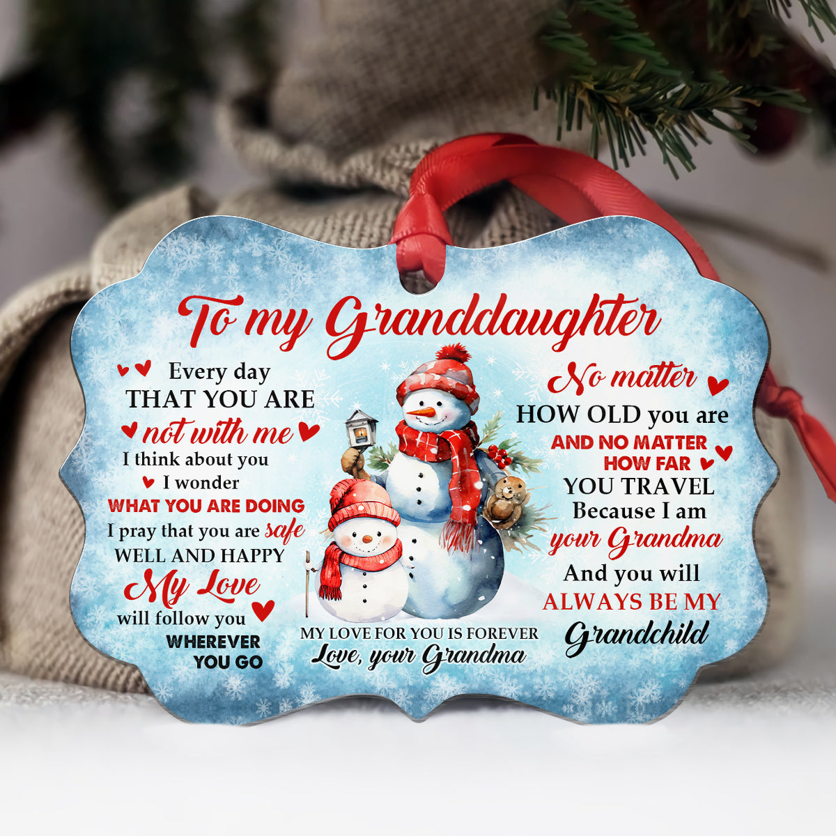 Granddaughter Gifts, Cute Grandma & Grandkid Together Snowflakes I Wonder What You Are Doing Medallion Aluminum Ornament For Baby From Mimi, Xmas Tree Decor, Gifts For Birthday Xmas