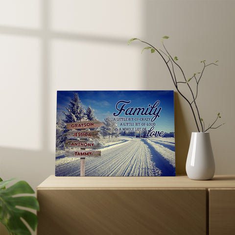 Family Gifts, Family A Little Bit Of Crazy A Little Bit Of Loud & A Whole Lot Of Love, Personalized Canvas Wall Art, Gifts For Mom Dad, Poster Prints Home Decor, Family Wall Art
