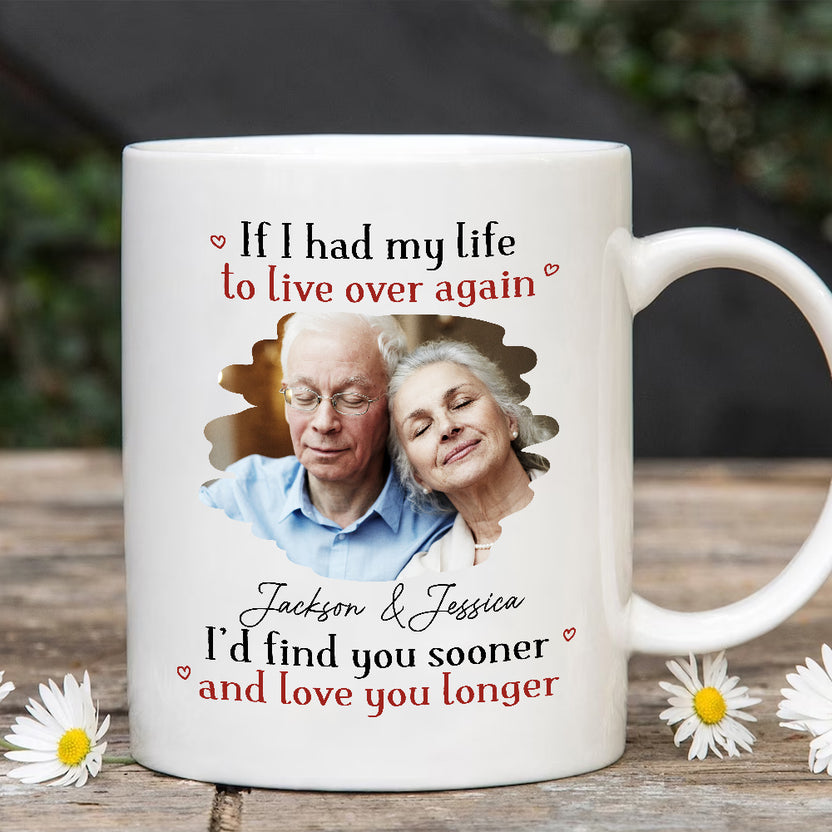 Couple If I Had My Life To Live Over Mug, "I’D Find Sooner And Love You Longer”, Personalized Coffee Mug, Gifts For Him Her Honey, Novelty Ceramic 11 15oz Cup, Gifts For Valentine