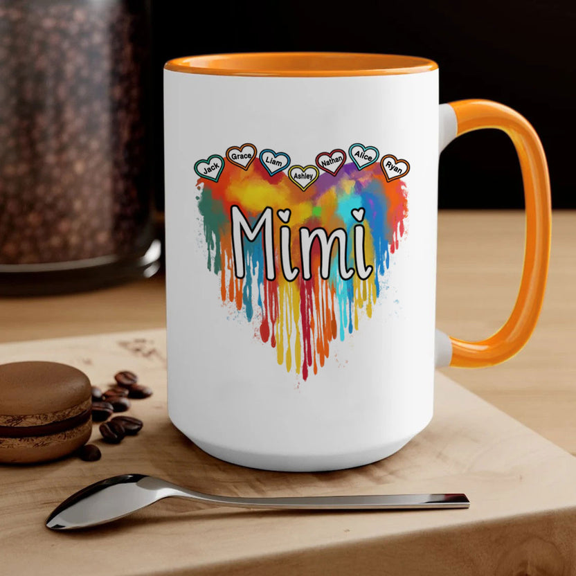 Personalized Coffee Mug For Grandmother From Granddaughter Grandson Grandma Melting Colorful Heart Custom Name Novelty Coffee Ceramic Cup 11 15Oz Grandma Gifts On Birthday Christmas