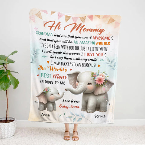 1st Time Mom Gifts, I've Only Been With You For A While Cute Mommy Baby Elephant, Personalized Blanket, Gifts For New Mommy, Fleece Sherpa, Blanket For New Mom, Gifts For Mother's Day