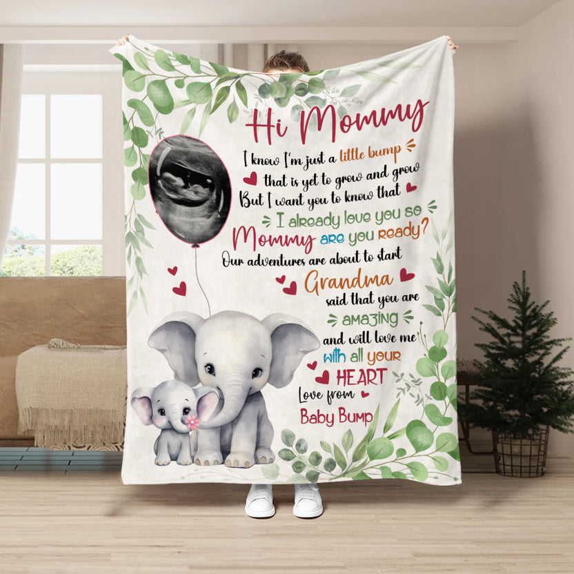 New Parents Gifts, I Already Love You Leaf Mommy Baby Elephant With Balloon Green Leaf, Personalized Blanket, Gifts For Mom To Be, Fleece Sherpa, New Mom Blanket For Mother's Day