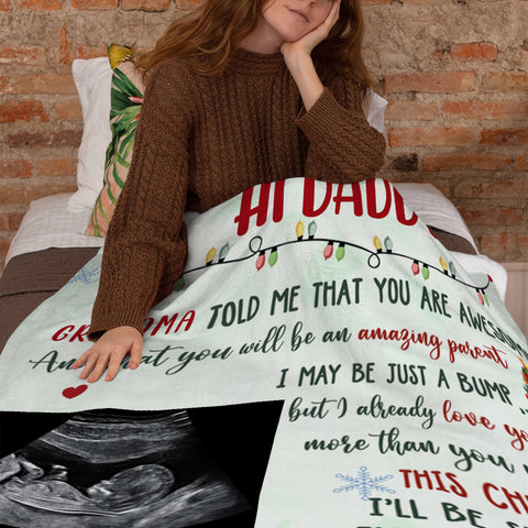 New Parents Gifts, Daddy Grandma Told Me That You Are Awesome, Personalized Photo Blanket, Gifts For New Daddy, Fleece Sherpa Blanket, Expecting Parents Blanket, Gifts For Birthday Xmas