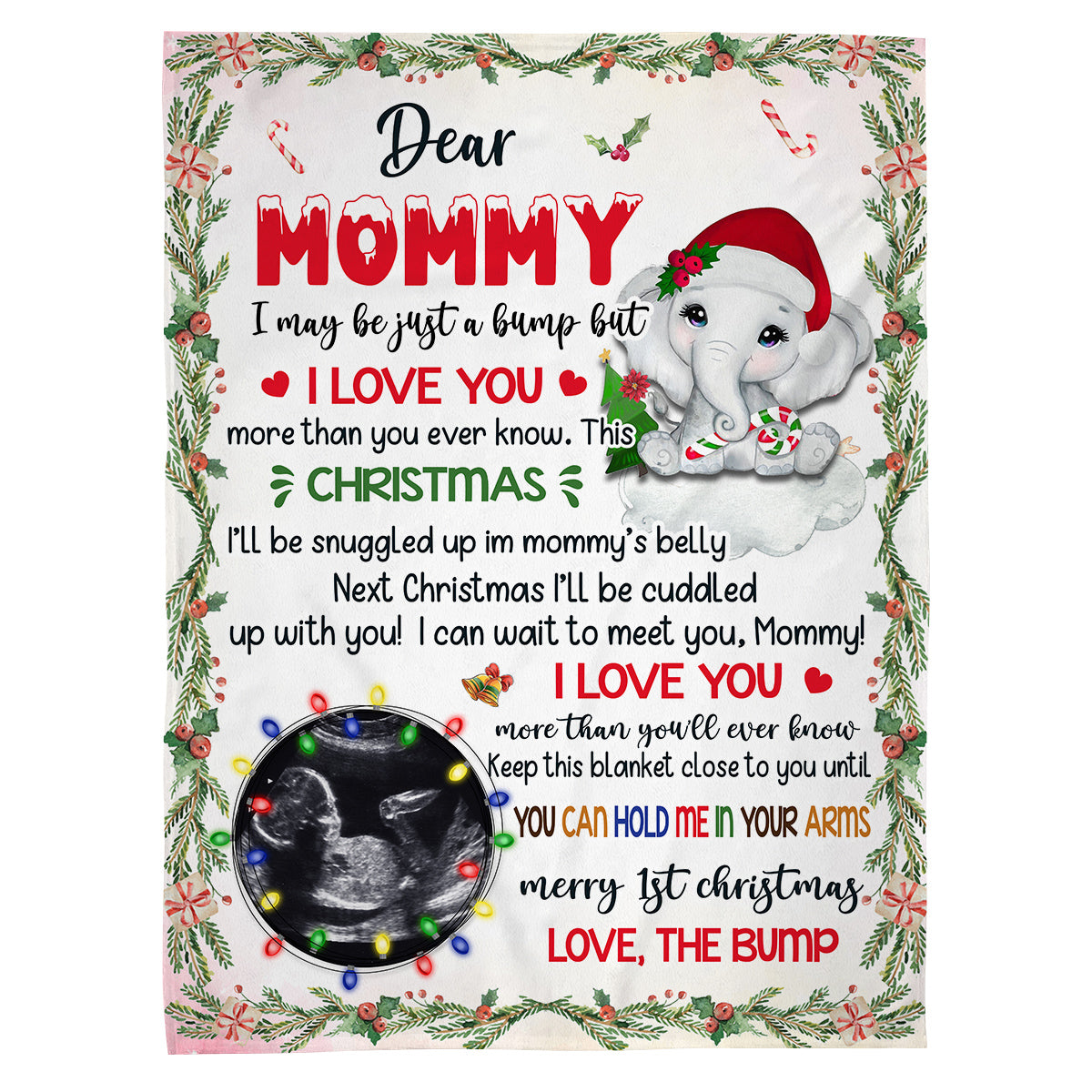 Mom To Be Gifts, Dear Mommy I Can't Wait To Meet You Elephant Baby Ultrasound Photo , Personalized Photo Blanket, Gifts For New Mommy, Fleece Sherpa, New Mom Blanket, Gifts For Xmas