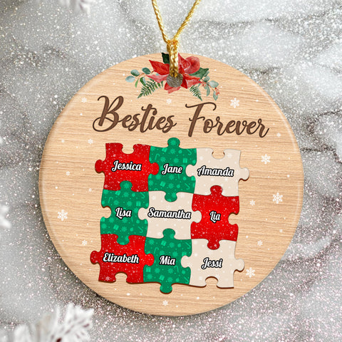 Personalized Friends Cute Forever Ornament, Custom Names Friendship Christmas, Friends Holiday Keepsake Tree Decoration, Personalized Christmas Ornament, Gifts For Unbiological Sister