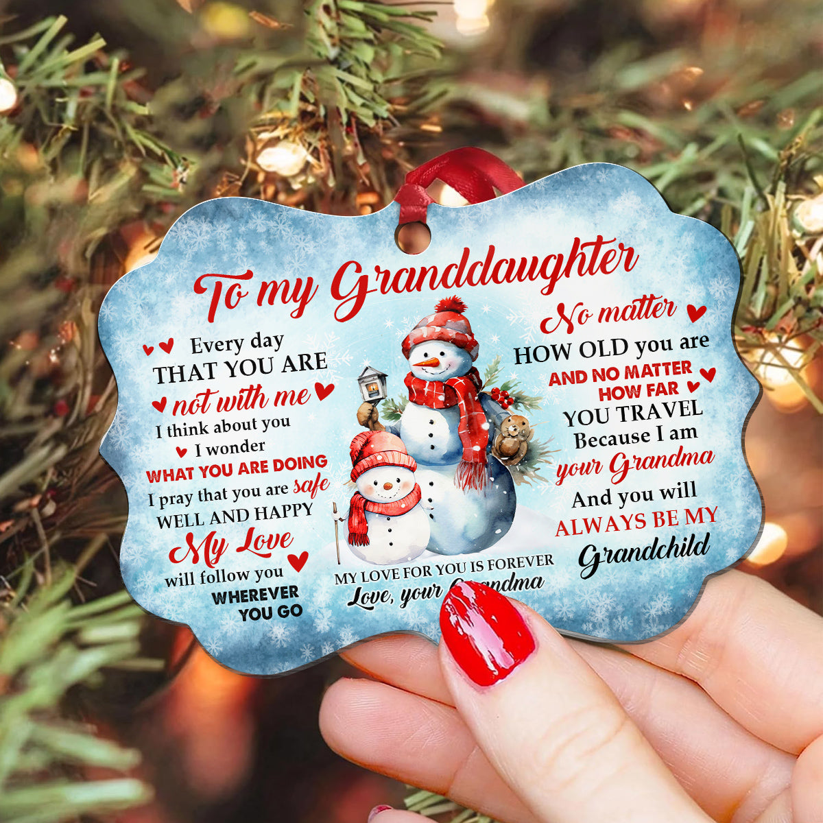 Granddaughter Gifts, Cute Grandma & Grandkid Together Snowflakes I Wonder What You Are Doing Medallion Aluminum Ornament For Baby From Mimi, Xmas Tree Decor, Gifts For Birthday Xmas