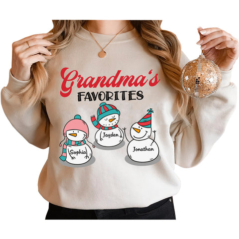 Grandma Gifts, Grandma's Favorites Grandkids Style, Personalized T-Shirt, Gifts For Nanny Grandma From Grandkids Children, Short Sleeve Tee Shirt, Gifts For Christmas Xmas Birthday