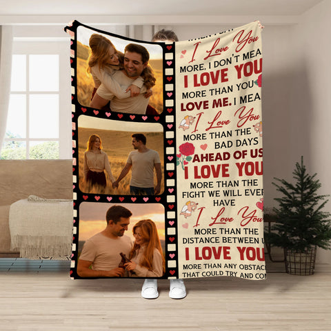 Personalized Photo Blanket, When I Say I Love You Blanket, Romantic Couple Gift, Anniversary Valentine Custom Love Film Strip Design