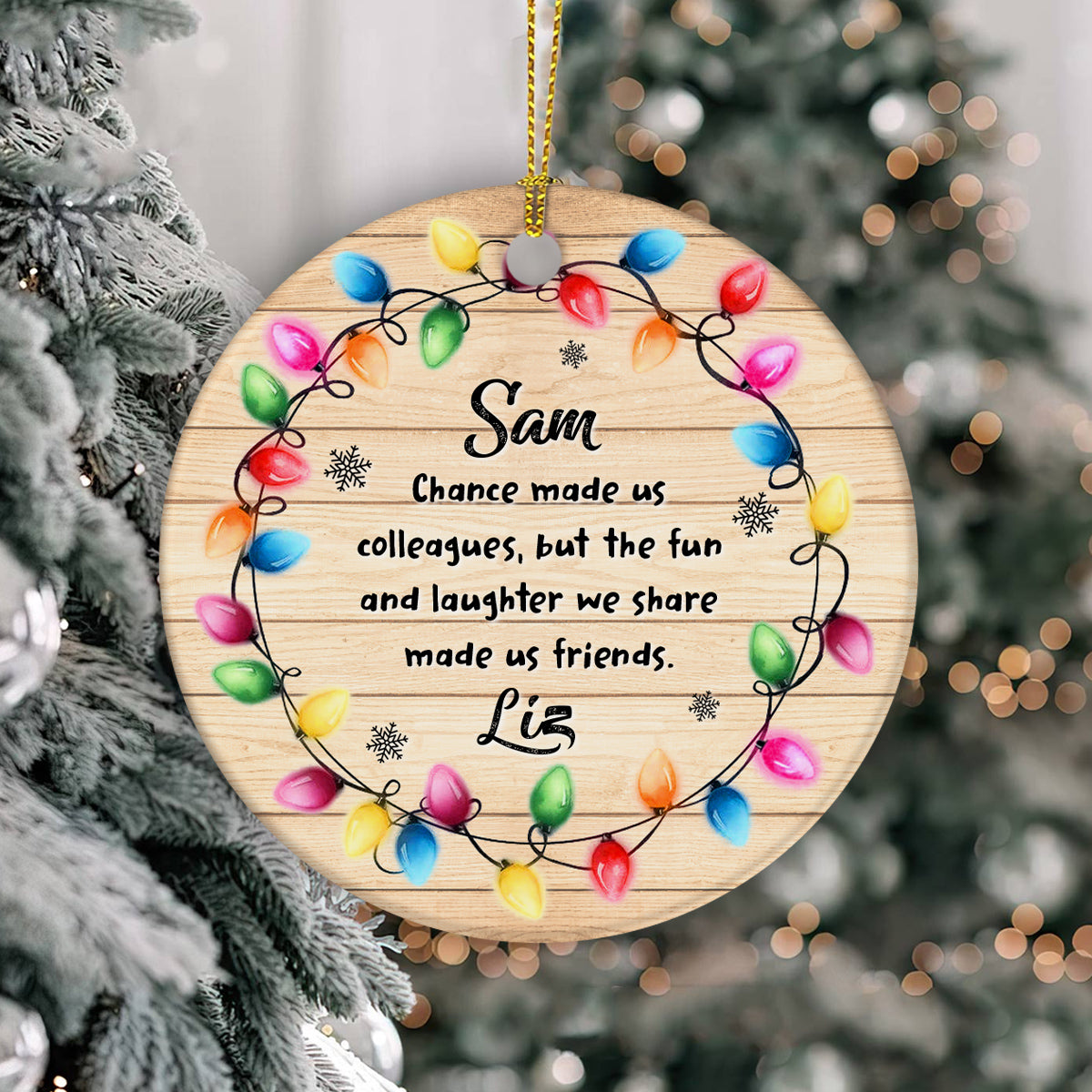 Coworker Christmas Ornament, Chance Made Us Colleagues Fun And Laughter We Share Made Us Friends Office Gift, Work Friend Holiday Ornament