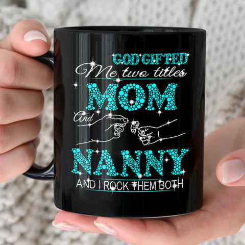 Personalized Coffee Mug For Gigi From Grandson God Gifted Me Two Tittles Mom Granny Custom Name Novelty Ceramic Cup 11 15Oz Gifts For Grandparents On Birthday Mothers Day Valentines Day