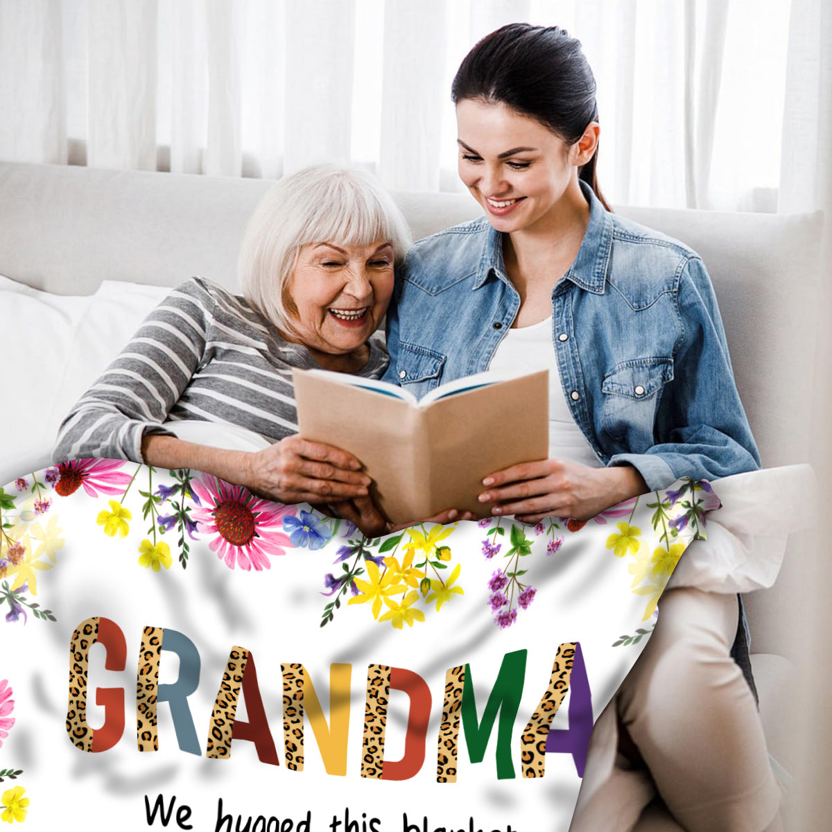 Grandma Family Blanket, Floral Frame Poem Message, Butterflies Accents, Comfort Theme, Personalized Name Option, Personalized Blanket, Gifts For Nana From Grandkids, Custom Fleece