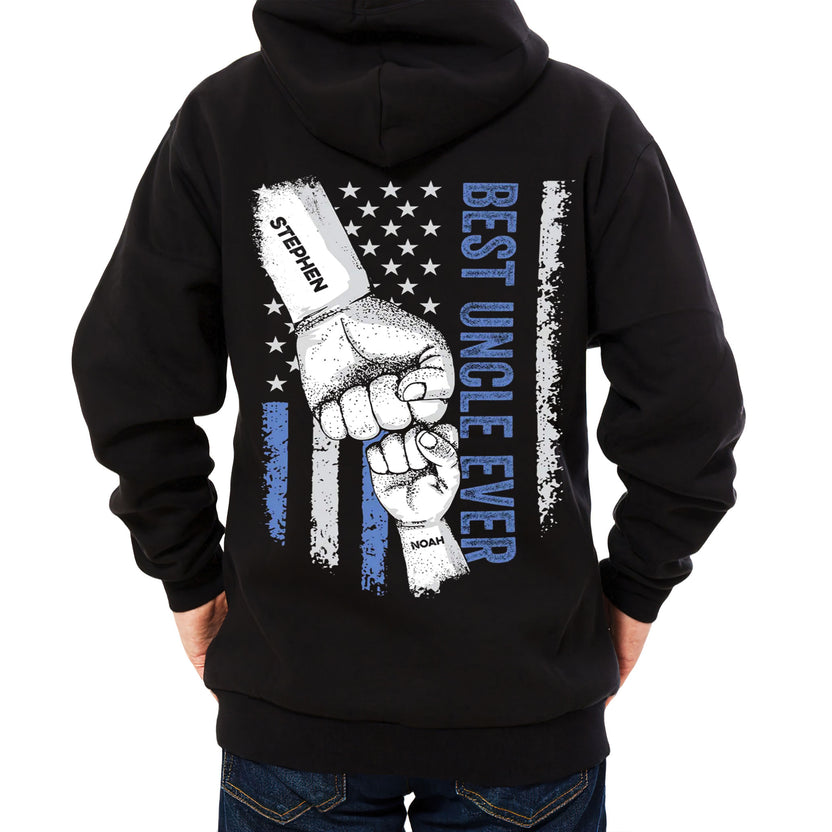Personalized T-Shirt For Uncle From Niece Nephew Uncle Ever Flag Back Side Printed Custom Gifts Ideas For Uncle Short Sleeve Tops Tee Shirt For Men Family On Birthday Fathers Day