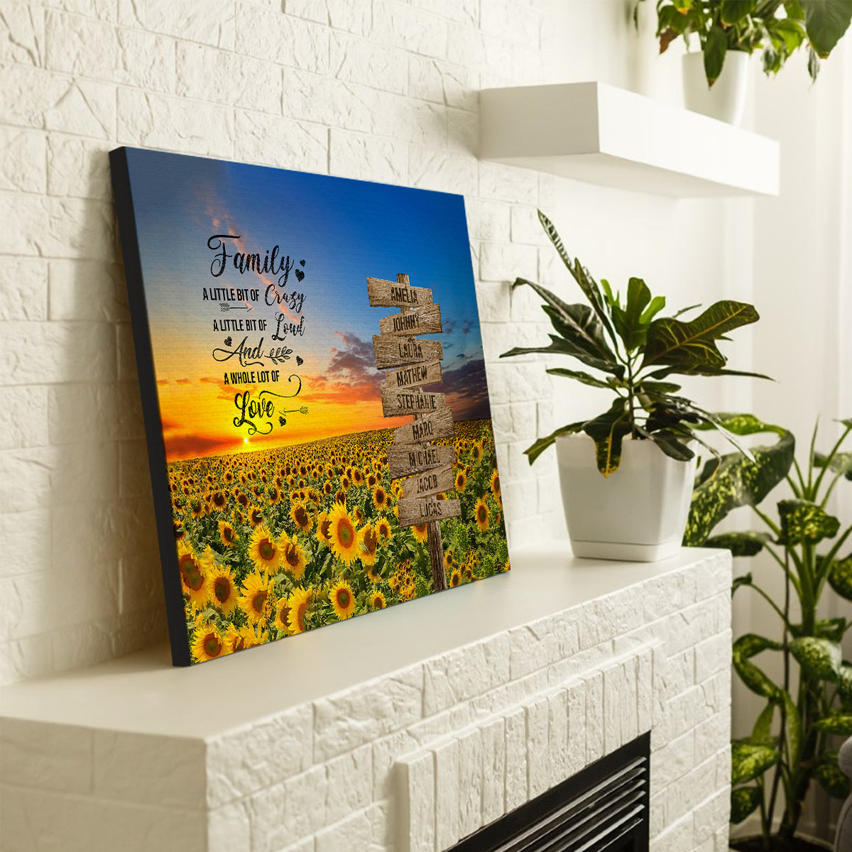 Family Gifts, Sunset Sunflowers Street Signs Wooden, Personalized Canvas Wall Art, Gifts For Parent Poster Prints Home Decor, Family Wall Decor, Gifts For Birthday Christmas Mothers Day
