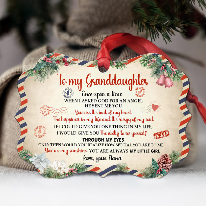 Granddaughter Gifts Vintage Airmail Letter Once Upon Time Medallion Aluminum Ornament For Grandkids From Nana Mimi Xmas Decor