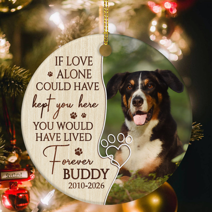 If Love Alone Could Have Kept You Here Vintage Heart With Pawprint, Dog Memorial Ornament, Custom Pet Loss Remembrance Keepsake, Custom Tree Decor,  Gifts For Loss Of Dog, Tree Decor